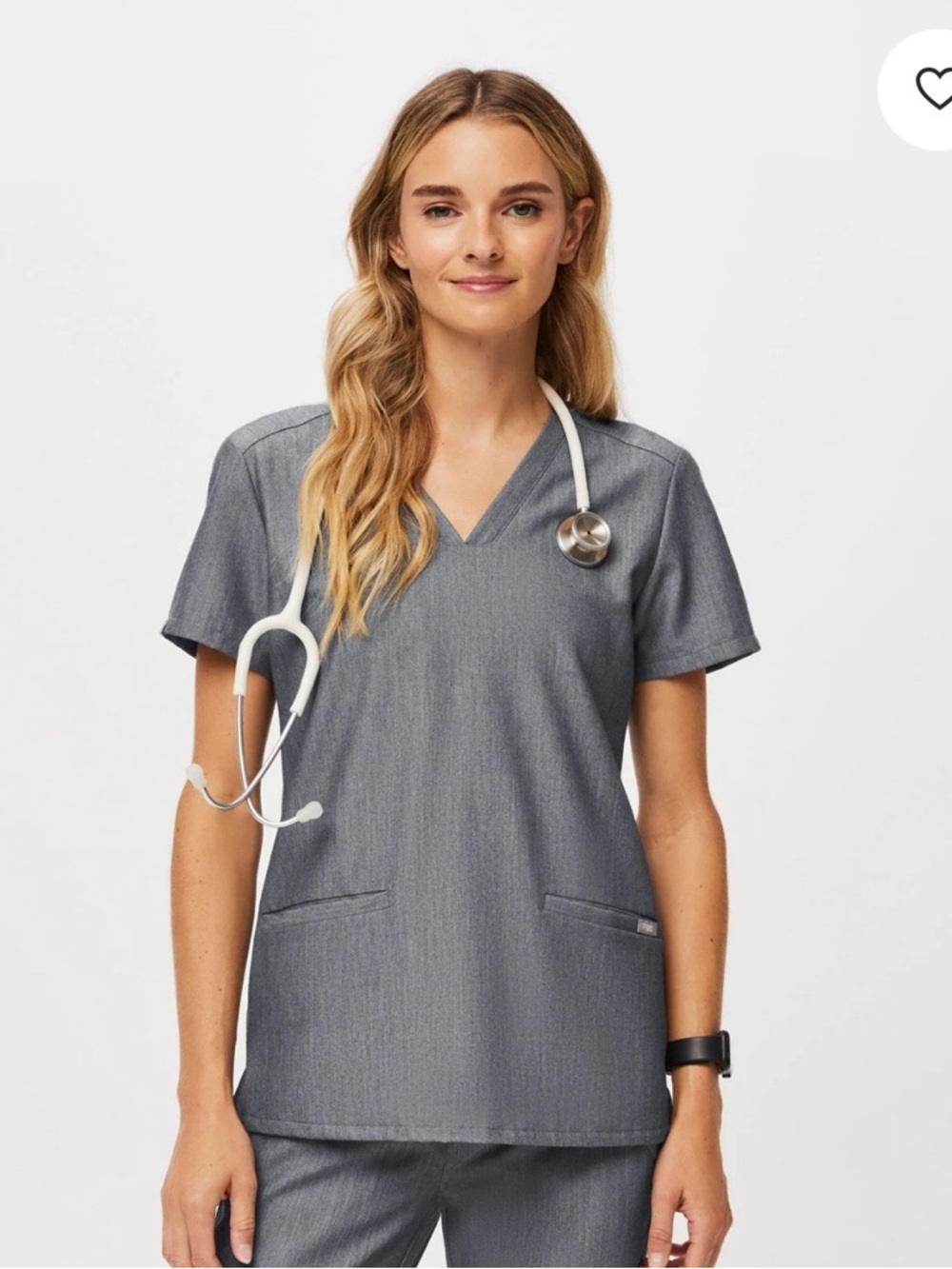 NWT Figs Gray Casma Three Pocket          V-Neck Women's Medical Scrub Top
